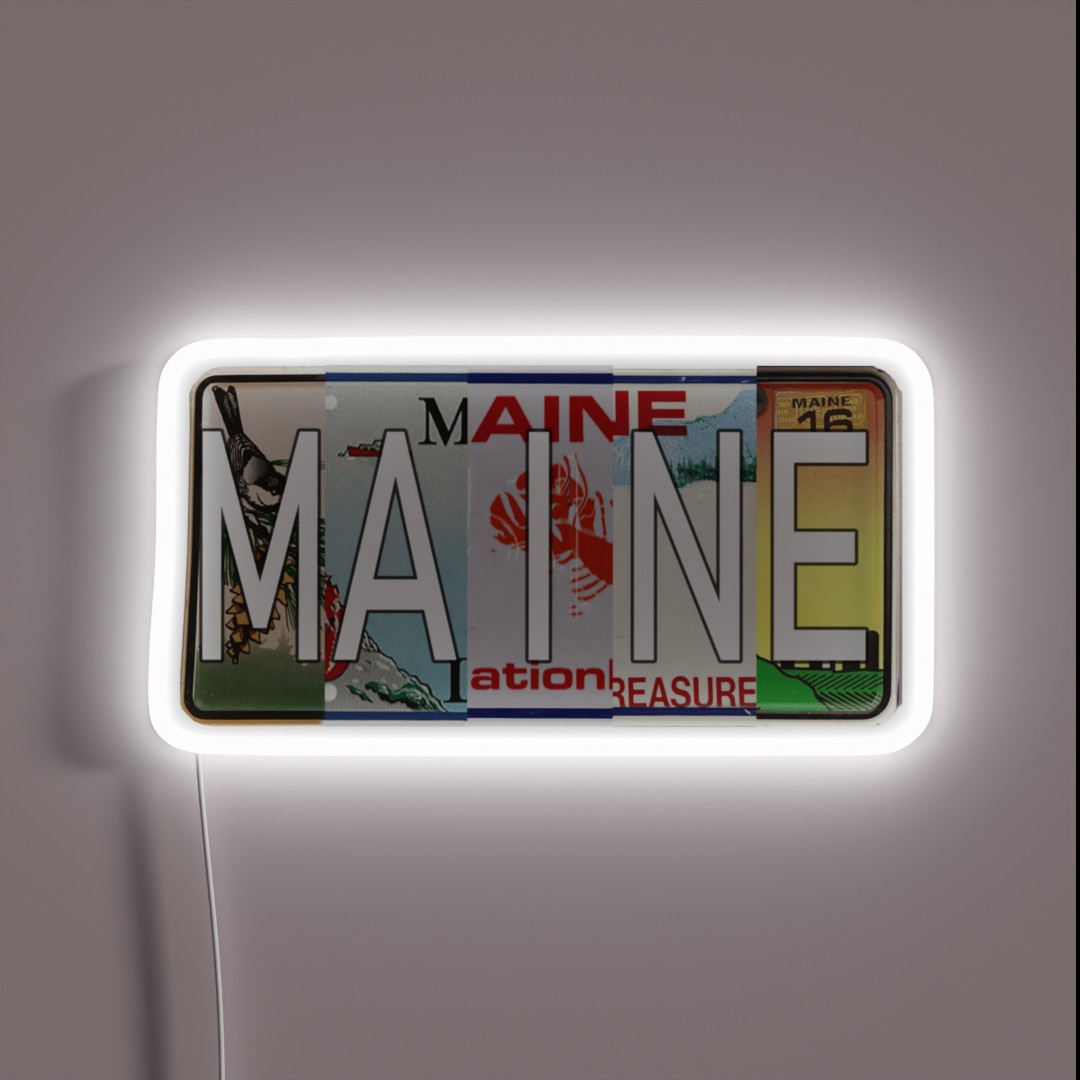 Maine License Plates RGB Neon Sign Maine License Plates RGB Neon Sign