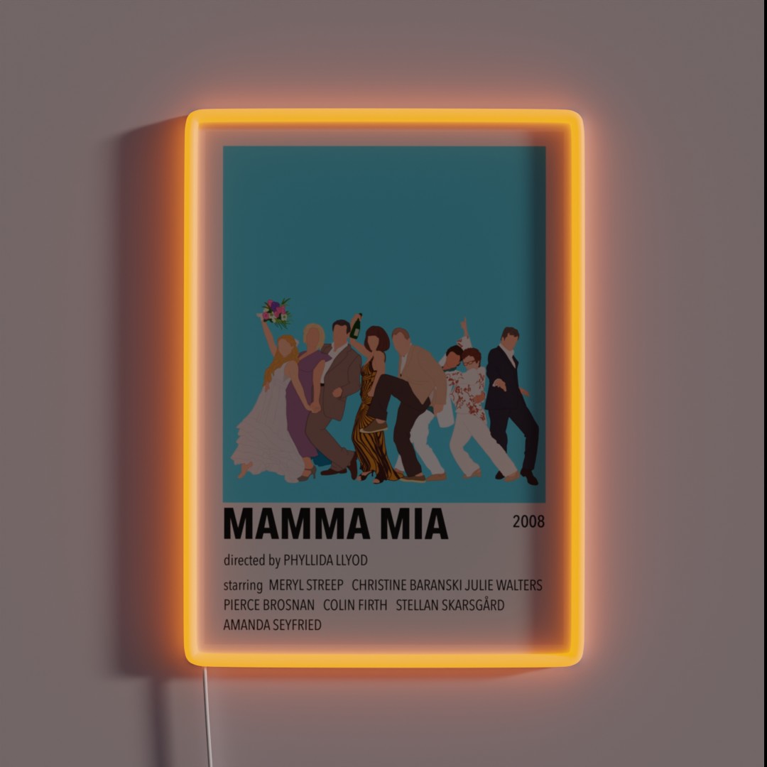 Mamma Mia Minimalist Poster RGB Neon Sign Mamma Mia Minimalist Poster RGB Neon Sign
