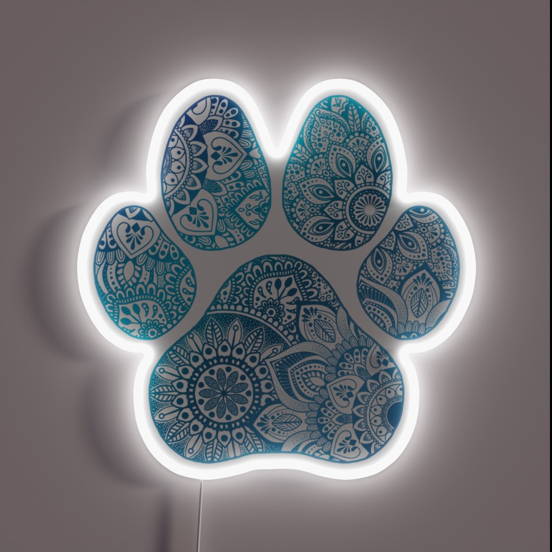 Mandala Paw Print RGB Neon Sign Mandala Paw Print RGB Neon Sign