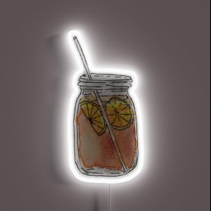 Mason Jar Summer Sun Ice Tea In Watercolor RGB Neon Sign