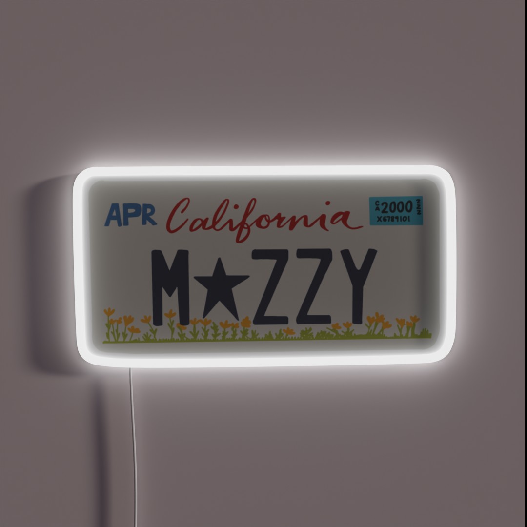 Mazzy Star California License Plate RGB Neon Sign Mazzy Star California License Plate RGB Neon Sign