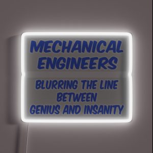 Mechanical Engineer Joke Genius And Insanity RGB Neon Sign