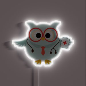 Medical Profession Owl Doctor RGB Neon Sign