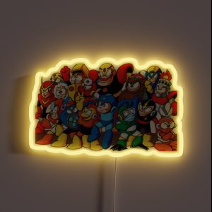 Mega Man 1 And 2 Robot Masters RGB Neon Sign