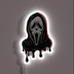 Melted Ghost Face Scream Movie Extra Scary RGB Neon Sign