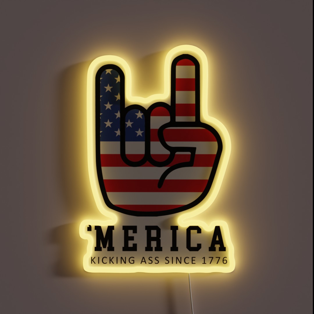 Merica Kicking Ass Since 1776 RGB Neon Sign Merica Kicking Ass Since 1776 RGB Neon Sign