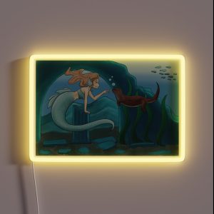 Mermaid And Otter Friend RGB Neon Sign