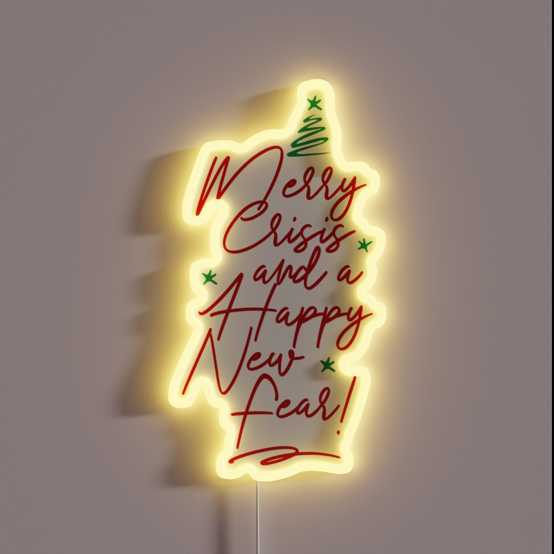 Merry Crisis And A Happy New Fear RGB Neon Sign Merry Crisis And A Happy New Fear RGB Neon Sign