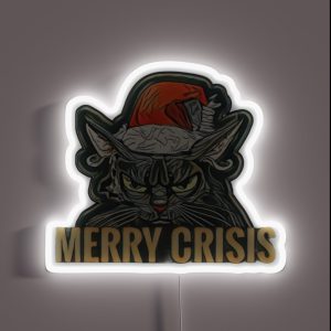 Merry Crisis Cat RGB Neon Sign