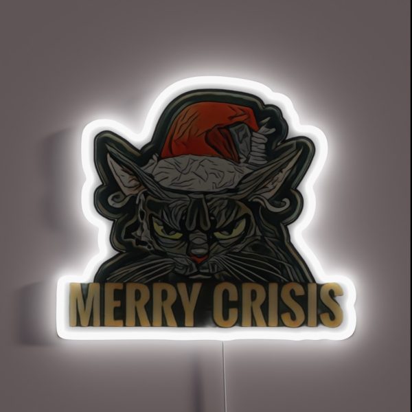Merry Crisis Cat RGB Neon Sign