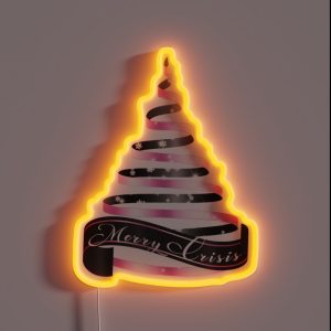 Merry Crisis Elegant Black And Pink Metallic Christmas Ribbontree RGB Neon Sign Merry Crisis Elegant Black And Pink Metallic Christmas Ribbontree RGB Neon Sign