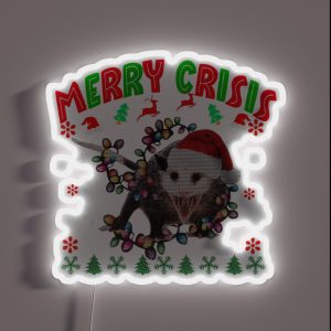 Merry Crisis Santa Claus Opossum RGB Neon Sign Merry Crisis Santa Claus Opossum RGB Neon Sign