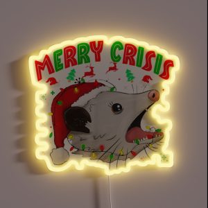 Merry Crisis Santa Claus Opossum RGB Neon Sign Merry Crisis Santa Claus Opossum RGB Neon Sign