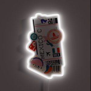 Mexico City Boarding Pass RGB Neon Sign