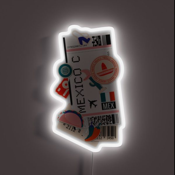 Mexico City Boarding Pass RGB Neon Sign