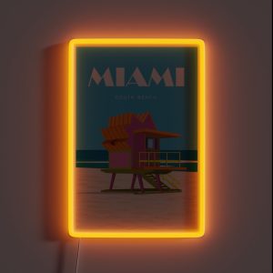 Miami Travel Poster South Beach Vintage Retro RGB Neon Sign