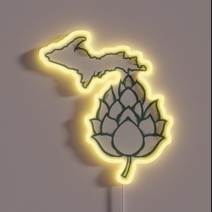 Michigan Hops Locally Brewed Beer Drink Local Mitten Hops RGB Neon Sign