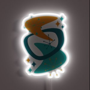 Mid Century Atomic Age 7 Aqua Teal Orange RGB Neon Sign