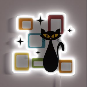 Mid Century Black Cat RGB Neon Sign