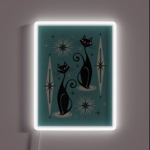 Mid Century Meow On Blue RGB Neon Sign