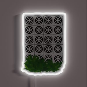 Mid Century Modern Breeze Blocks And Plants RGB Neon Sign Mid Century Modern Breeze Blocks And Plants RGB Neon Sign
