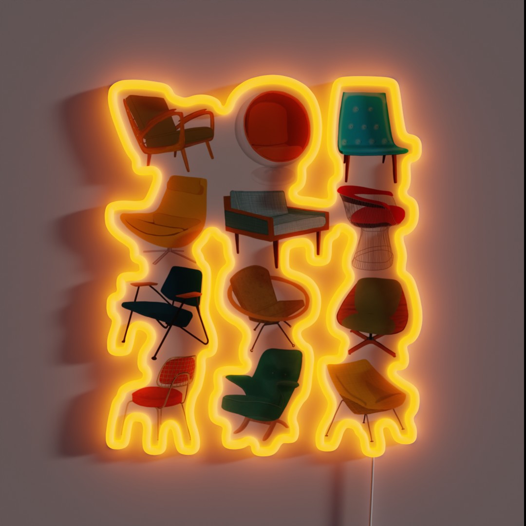 Mid Century Modern Chair Collection RGB Neon Sign Mid Century Modern Chair Collection RGB Neon Sign