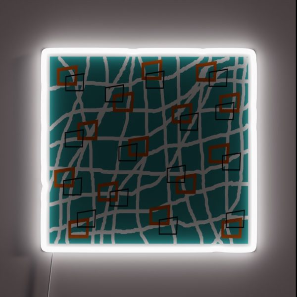 Mid Century Modern Rectangles Teal RGB Neon Sign