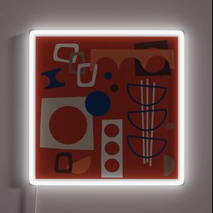 Mid Century Outline Red Background RGB Neon Sign