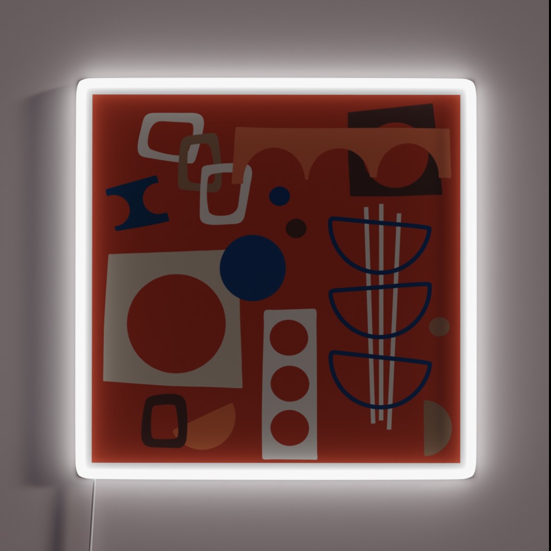 Mid Century Outline Red Background RGB Neon Sign Mid Century Outline Red Background RGB Neon Sign