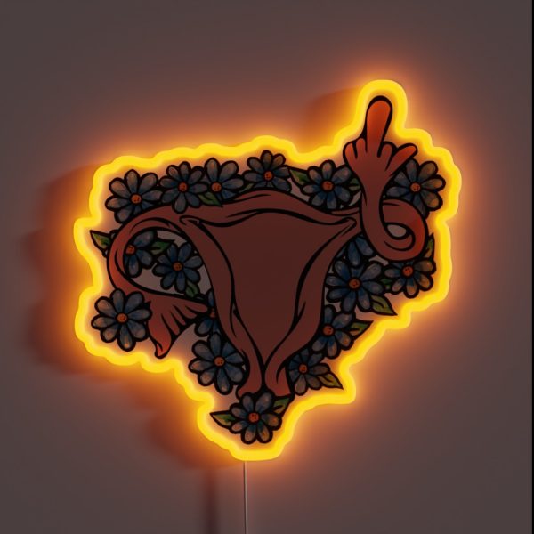 Middle Finger Uterus Pro Choice Feminist RGB Neon Sign