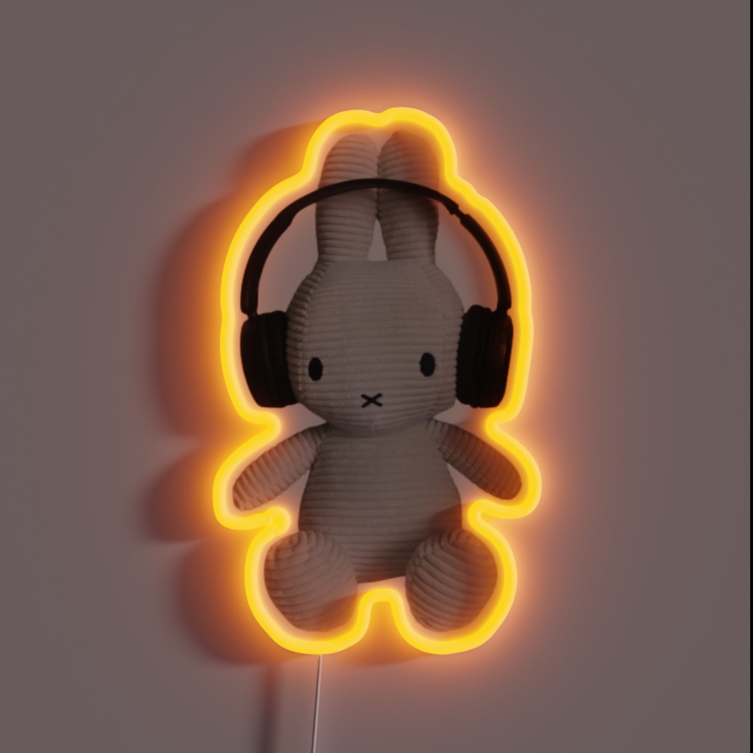 Miffy Bunny With Headphones RGB Neon Sign Miffy Bunny With Headphones RGB Neon Sign