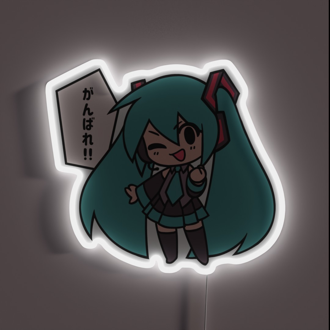 Miku Ganbare Ganbatte Chibi RGB Neon Sign Miku Ganbare Ganbatte Chibi RGB Neon Sign