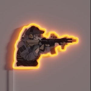 Military Anime Girl RGB Neon Sign