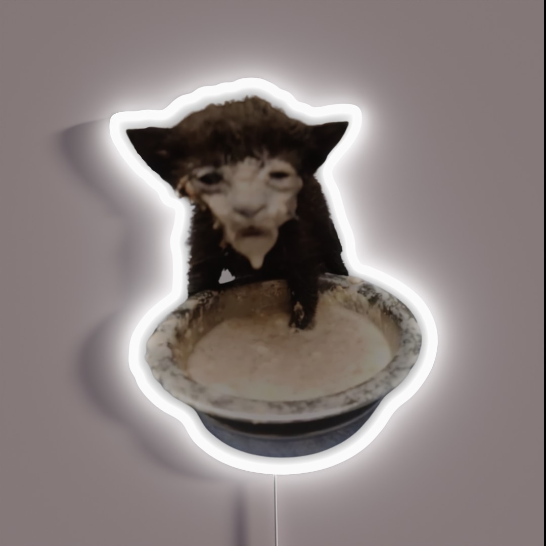 Milk Face Cat Meme Cursed Milk Cat RGB Neon Sign Milk Face Cat Meme Cursed Milk Cat RGB Neon Sign