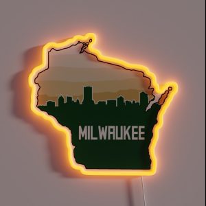 Milwaukee Basketball Bucks Wisconsin Cream City RGB Neon Sign Milwaukee Basketball Bucks Wisconsin Cream City RGB Neon Sign