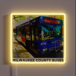 Milwaukee County Buses MCTS MKE WI RGB Neon Sign