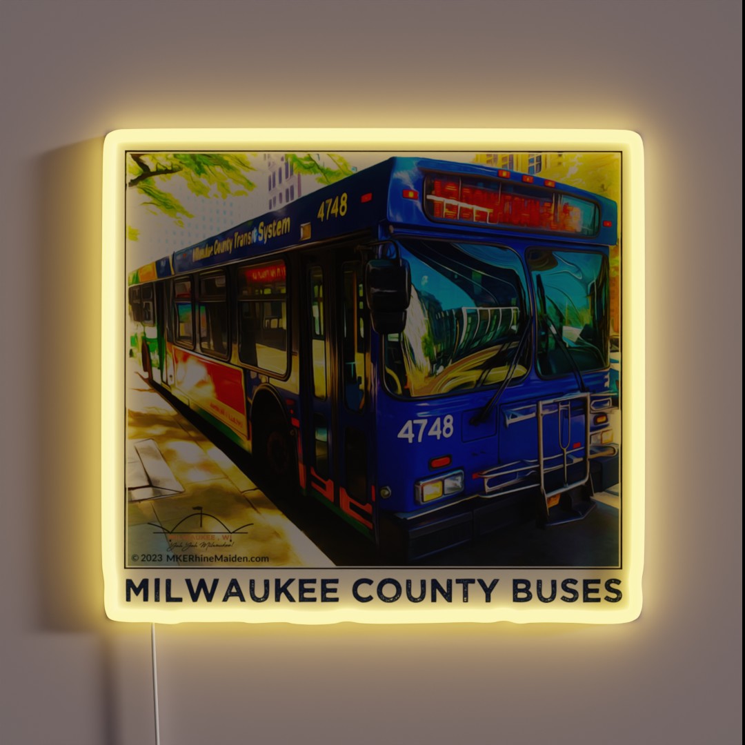 Milwaukee County Buses MCTS MKE WI RGB Neon Sign Milwaukee County Buses MCTS MKE WI RGB Neon Sign