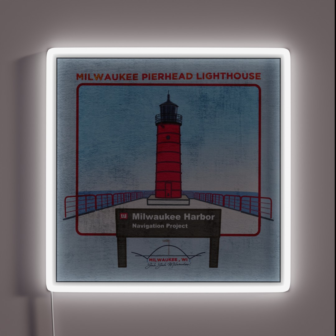 Milwaukee Pierhead Lighthouse Yah Yah RGB Neon Sign Milwaukee Pierhead Lighthouse Yah Yah RGB Neon Sign