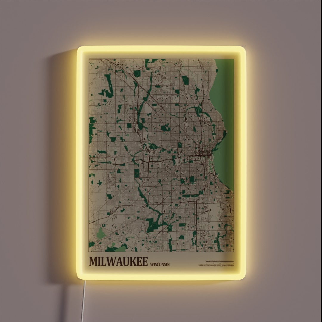 Milwaukee Street Map RGB Neon Sign Milwaukee Street Map RGB Neon Sign