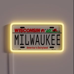 Milwaukee WI License Plate RGB Neon Sign