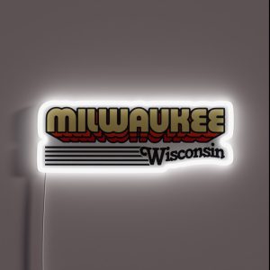 Milwaukee Wisconsin Retro Stripes RGB Neon Sign