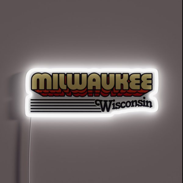 Milwaukee Wisconsin Retro Stripes RGB Neon Sign