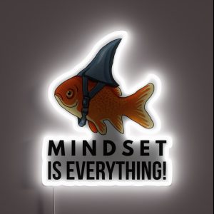 Mindset Is Everything Goldfish Shark Funny Motivational Big Fish Motivational RGB Neon Sign Mindset Is Everything Goldfish Shark Funny Motivational Big Fish Motivational RGB Neon Sign
