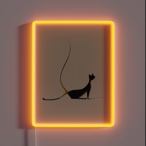 Minimalist Artwork Of A Lazy Cat In Eclectic Style RGB Neon Sign