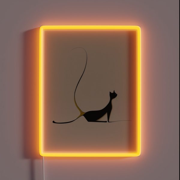 Minimalist Artwork Of A Lazy Cat In Eclectic RGB Neon Sign