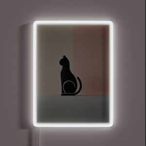 Minimalist Cat Silhouette On Pastel Background RGB Neon Sign