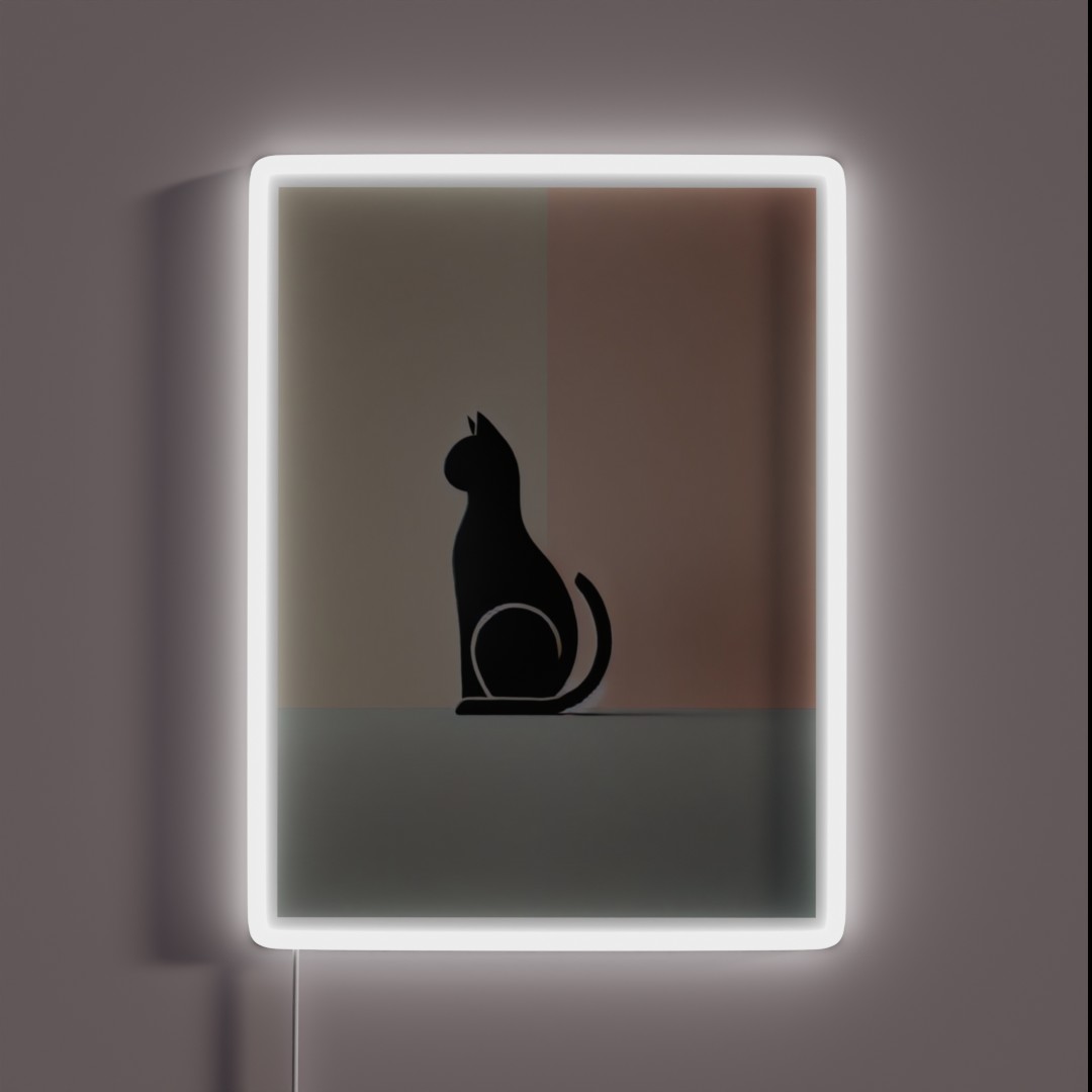 Minimalist Cat Silhouette On Pastel Background RGB Neon Sign Minimalist Cat Silhouette On Pastel Background RGB Neon Sign