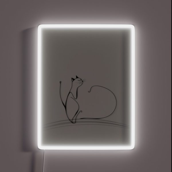 Minimalist Cat Wall Art Contemporary Line RGB Neon Sign