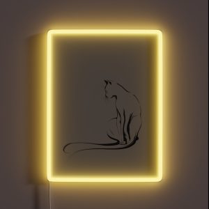 Minimalist Eclectic Artwork Of A Stretching Cat RGB Neon Sign