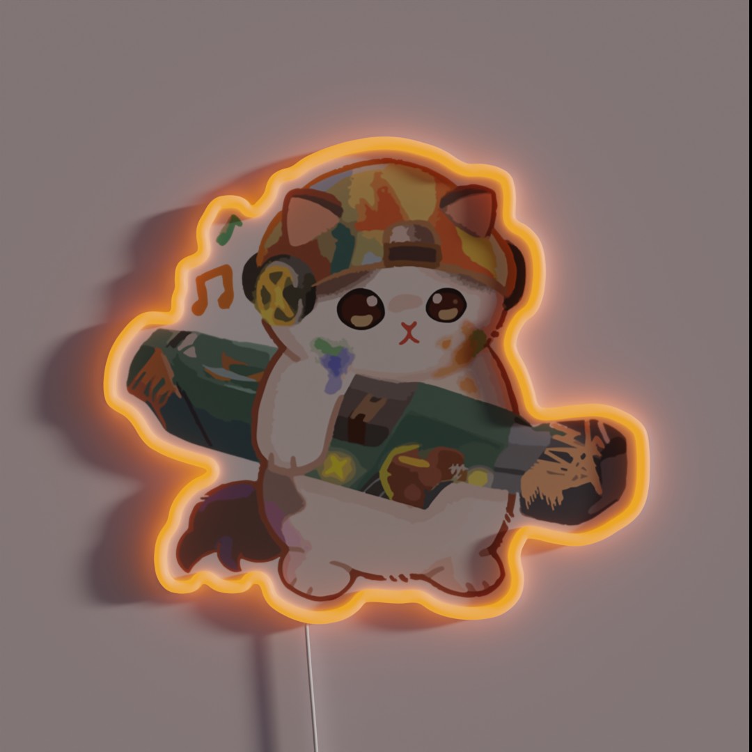 Minimalist Mewrez Cat Cute Surprised Penguin RGB Neon Sign Minimalist Mewrez Cat Cute Surprised Penguin RGB Neon Sign